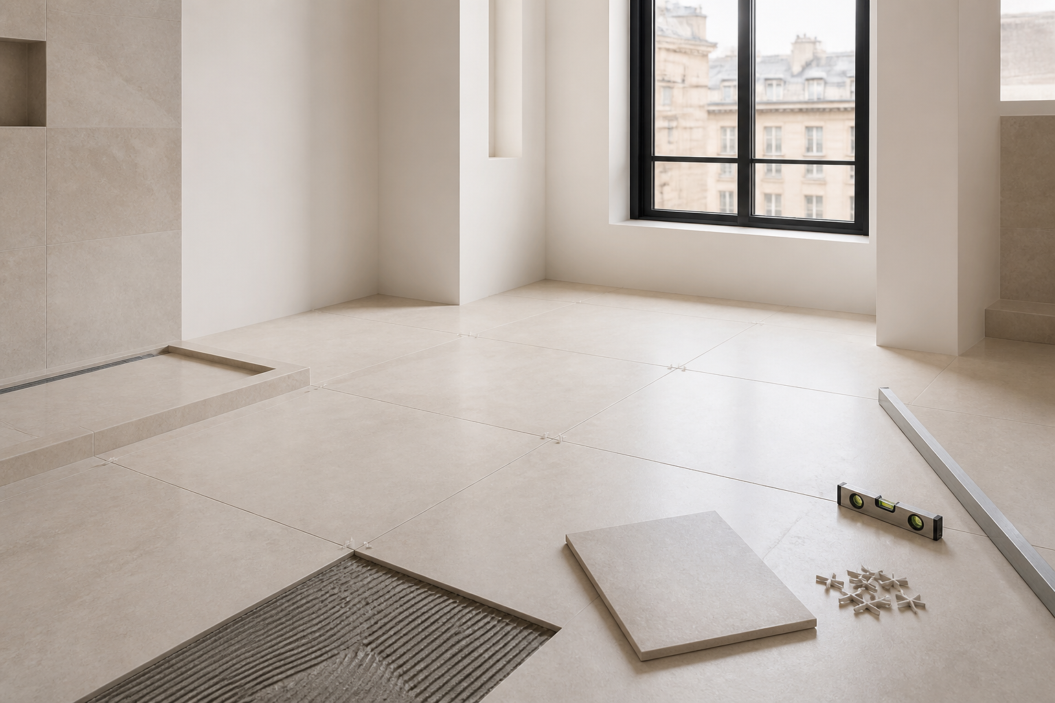 Large-format tile layout