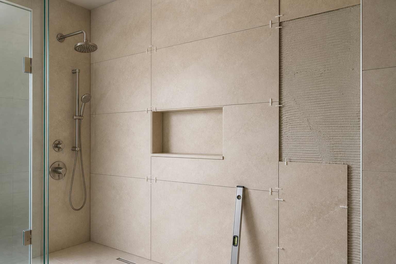 Shower tile and niche detailing